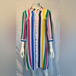 MSK button down colorful stripe knee length dress